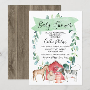 Boerderij met Wreater Baby shower Invitation Kaart