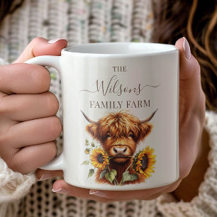 Boerderij met Zonnebloem en Highland Koe Koffiemok