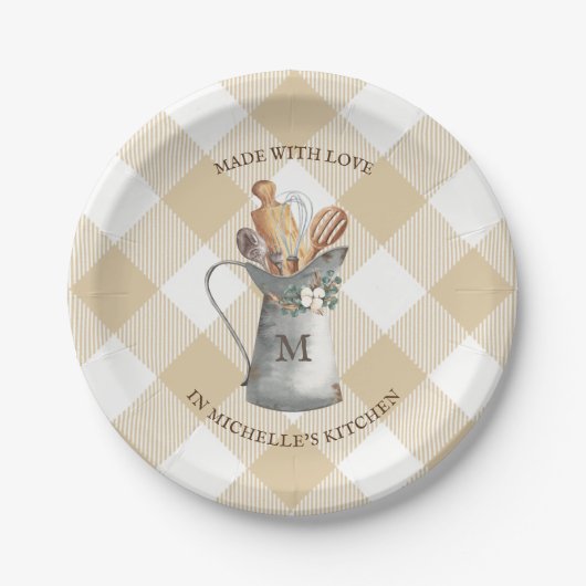 Boerderij Monogram Naam Papieren Bordje (Voorkant)