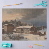Boerderij Naam Finland Winter Landschap Decoupage Tissuepapier (Craft)