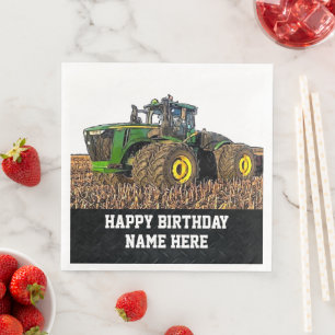 Boerderij naam Happy Birthday Tractor Tillage Farm Servet