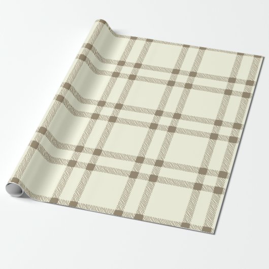 Boerderij off witte sepia plaid patroon cadeaupapier (Uitgerold)