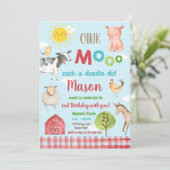 Boerderij Old MacDonald Barnyard Red Animals Party Kaart (Staand voorkant)