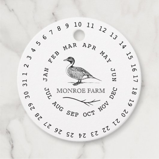  boerderij omcirkelde datum eikarton bedankjes labels (Voorkant)