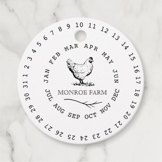 boerderij omcirkelde datum eikarton bedankjes labels (Voorkant)