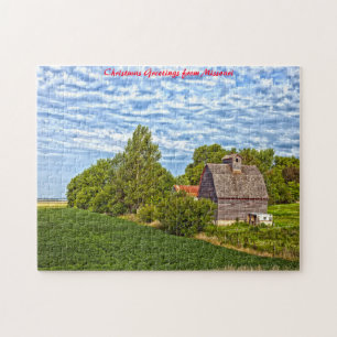 Boerderij op het platteland in Missouri.Kerstgroet Legpuzzel