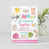 Boerderij Oude MacDonald Barnyard Roze Dieren Part Kaart (Staand voorkant)