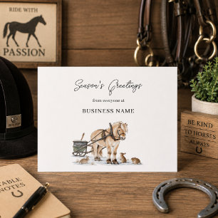 Boerderij Paard Bedrijfslogo Kerstmis Feestdagenkaart
