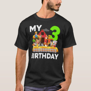 Boerderij Paarse Koe Varkens Kipper 3rd Birthday T-shirt