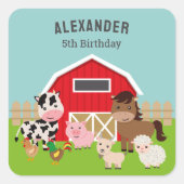 BOERDERIJ PARTIJINVITATIE VIERKANTE STICKER (Voorkant)