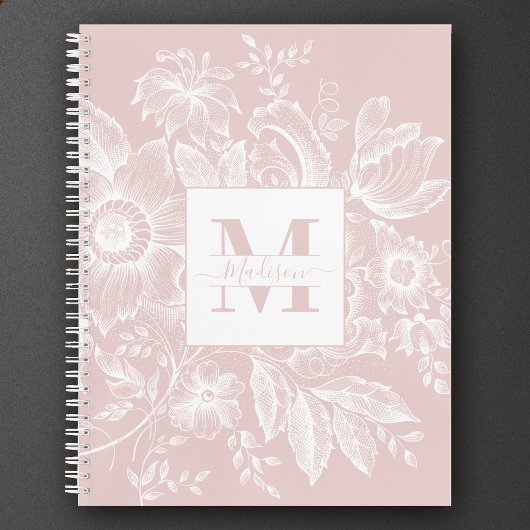 Boerderij Peony Monogram Marine Frans Licht Roze Notitieboek