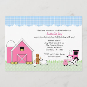 Boerderij Petting Zoo Girl Birthday Party nodigt u Kaart