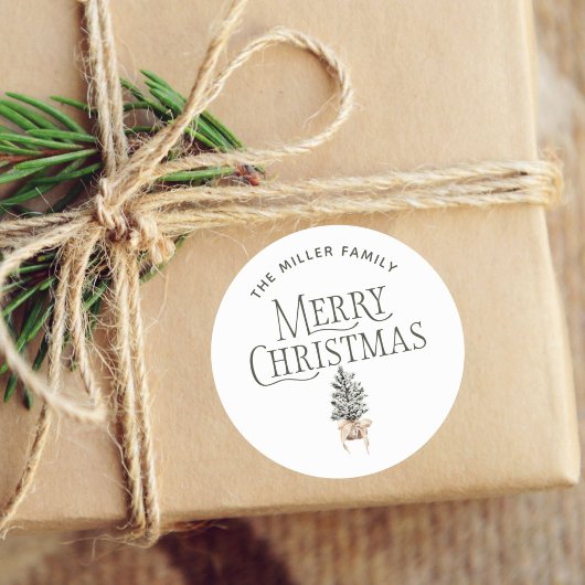 Boerderij Pine kerstboom geschenken Ronde Sticker