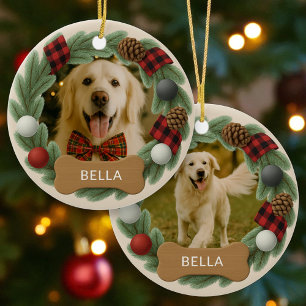 Boerderij Plaid Hondennaam Foto Vakantie Kerstmis Keramisch Ornament