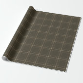 Boerderij plaid patroon sepia bruin cadeaupapier (Uitgerold)