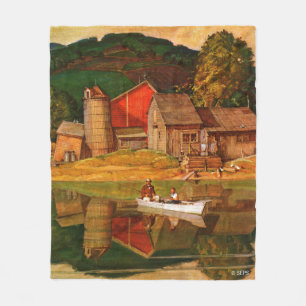 Boerderij Pond Landschap Mead Schaeffer Fleece Deken