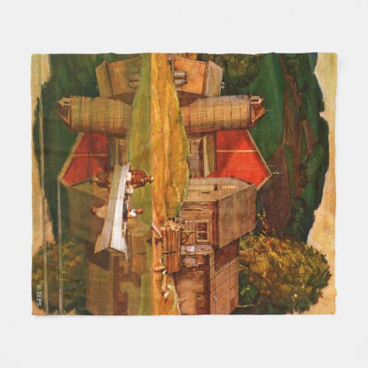 Boerderij Pond Landschap Mead Schaeffer Fleece Deken (Voorkant (Horizontaal))