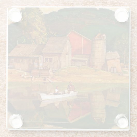 Boerderij Pond Landschap Mead Schaeffer Glazen Onderzetter (Achterkant)