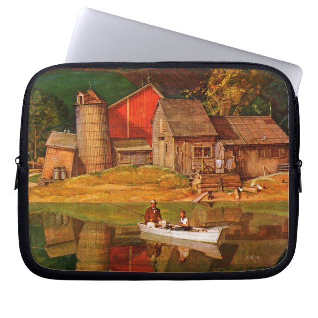 Boerderij Pond Landschap Mead Schaeffer Laptop Sleeve (Voorkant)
