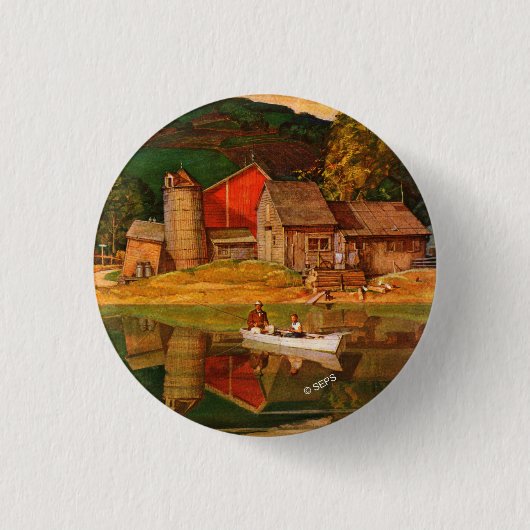 Boerderij Pond Landschap Mead Schaeffer Ronde Button 3,2 Cm (Voorkant)