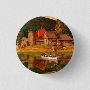Boerderij Pond Landschap Mead Schaeffer Ronde Button 3,2 Cm