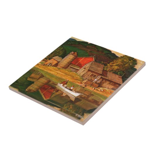 Boerderij Pond Landschap Mead Schaeffer Tegeltje (Zijkant)