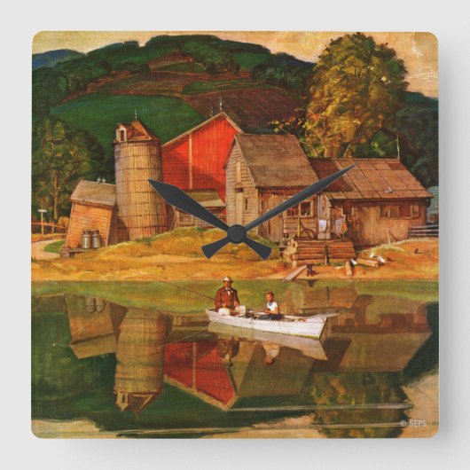Boerderij Pond Landschap Mead Schaeffer Vierkante Klok (Voorkant)