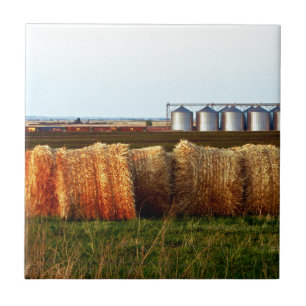 Boerderij Prairie Life: Hay Bales en Silos Tegeltje