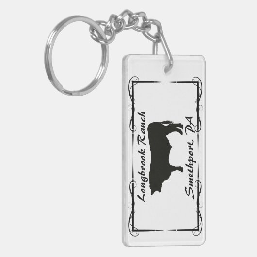 Boerderij Ranch of Stable Name Bull Cow Steer Sleutelhanger (Voorkant Links)
