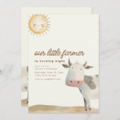 Boerderij Ranch Theme Verjaardagsuitnodiging met K Kaart (Voorkant / Achterkant)