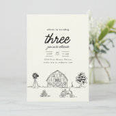 Boerderij Ranch Tractor Verjaardagsfeest Uitnodige Kaart (Staand voorkant)