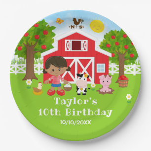 Boerderij Red Barn African American Girl Birthday  Papieren Bordje