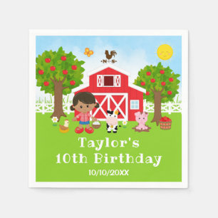 Boerderij Red Barn African American Girl Birthday Servet