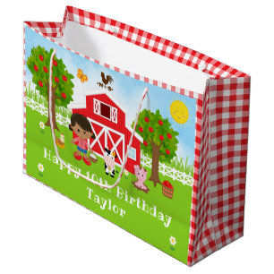 Boerderij Red Barn African American Girl Happy Bir Groot Cadeauzakje