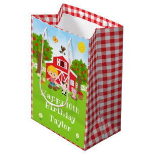 Boerderij Red Barn Blonde Hair Boy Happy Birthday Medium Cadeauzakje