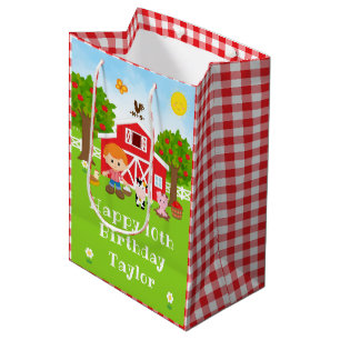 Boerderij Red Barn Red Hair Boy Happy Birthday Medium Cadeauzakje