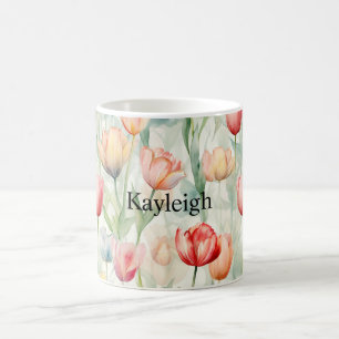 Boerderij Rode Gele Tulpenbloemen Koffiemok