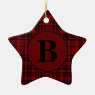 BOERDERIJ RODE GINGHAM GERUIT PLAID KERAMIEK ORN KERAMISCH ORNAMENT
