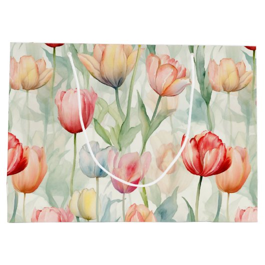 Boerderij Rood Geel Tulpenbloemen Verjaardag Groot Cadeauzakje (Achterkant)