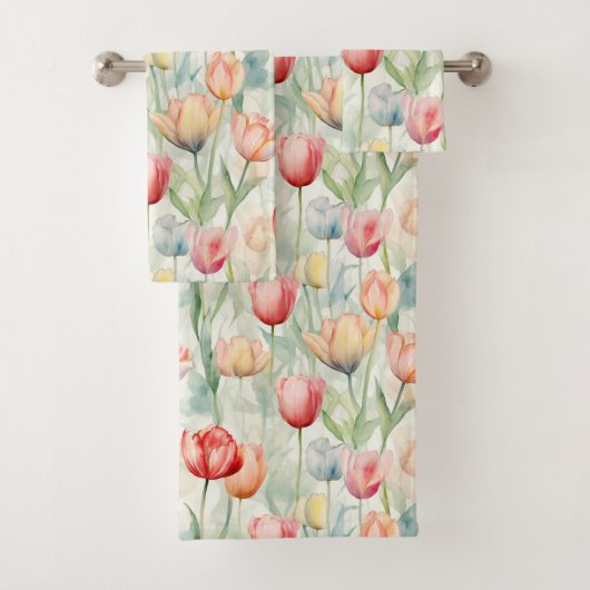 Boerderij Rood Gele Tulp Bloemen Bruiloftsdouche Bad Handdoek (Insitu)