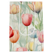 Boerderij Rood Gele Tulp Bloemen  Medium Cadeauzakje (Achterkant)