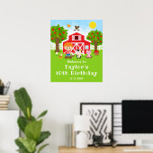 Boerderij Rood Schuur Rood Haar Jongen Verjaardag  Poster (Thuiskantoor)