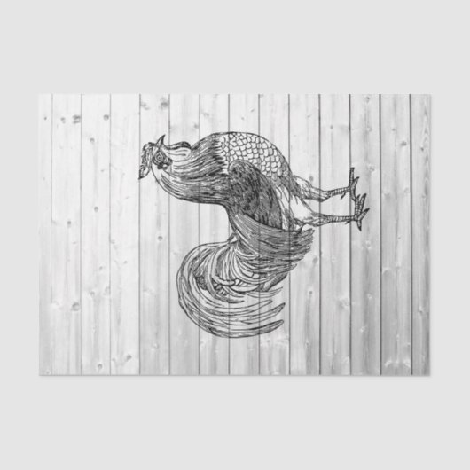 Boerderij Rooster Weathered Barn Wood 1 Ontkoppeli Tissuepapier (Voorkant)