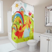 Boerderij Roosters Douchegordijn (In situ)