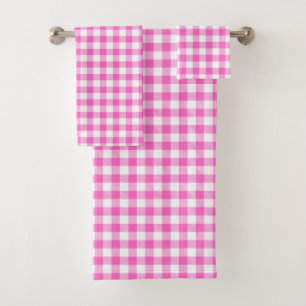 Boerderij Roze en Witte Gingham Plaid Bad Handdoek