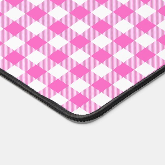 Boerderij Roze en Witte Gingham Plaid Monogram Bureaumat (Hoek)
