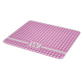 Boerderij Roze en Witte Gingham Plaid Monogram Snijplank (Hoek)
