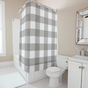 Boerderij Rustic Grijs & Wit Buffalo Plaid Vierkan Douchegordijn