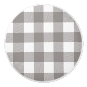 Boerderij Rustic Grijs & Wit Buffalo Plaid Vierkan Keramische Knop