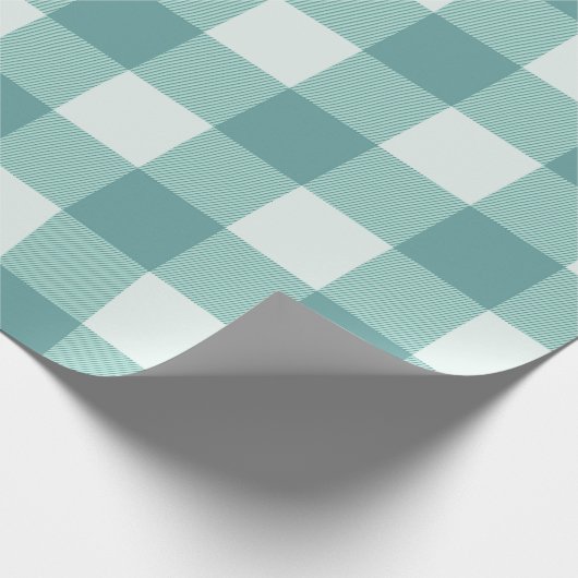 Boerderij Rustiek Blauwgroen Witte Buffalo Plaid P Cadeaupapier (Hoek)